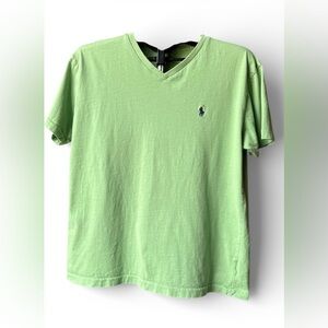 Polo by Ralph Lauren Men's Light Green V-Neck Tee